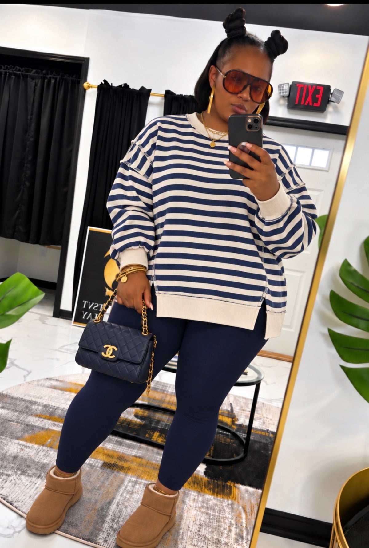 Navy Striped-Out Set