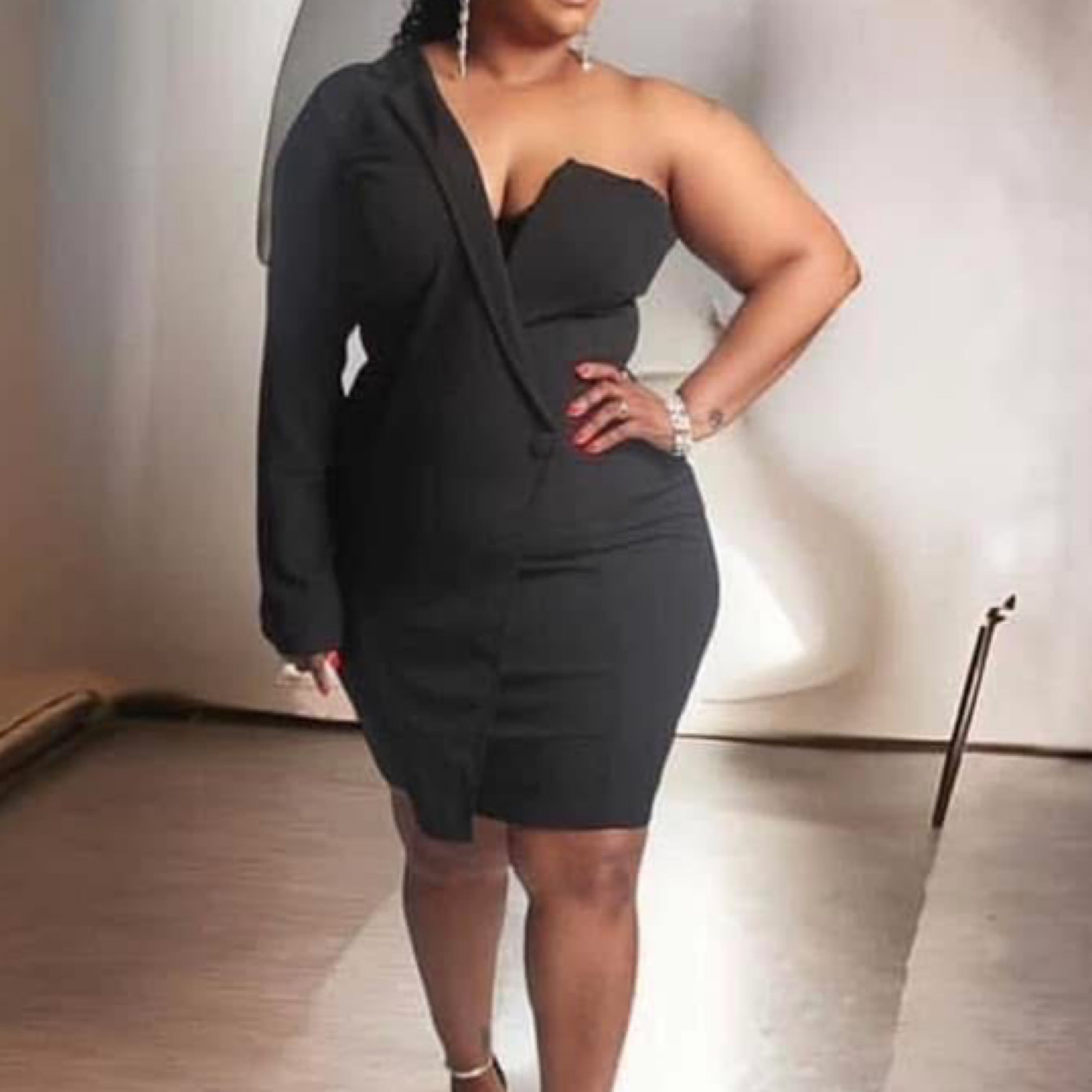 The Power Hour One-Shoulder Blazer Dress