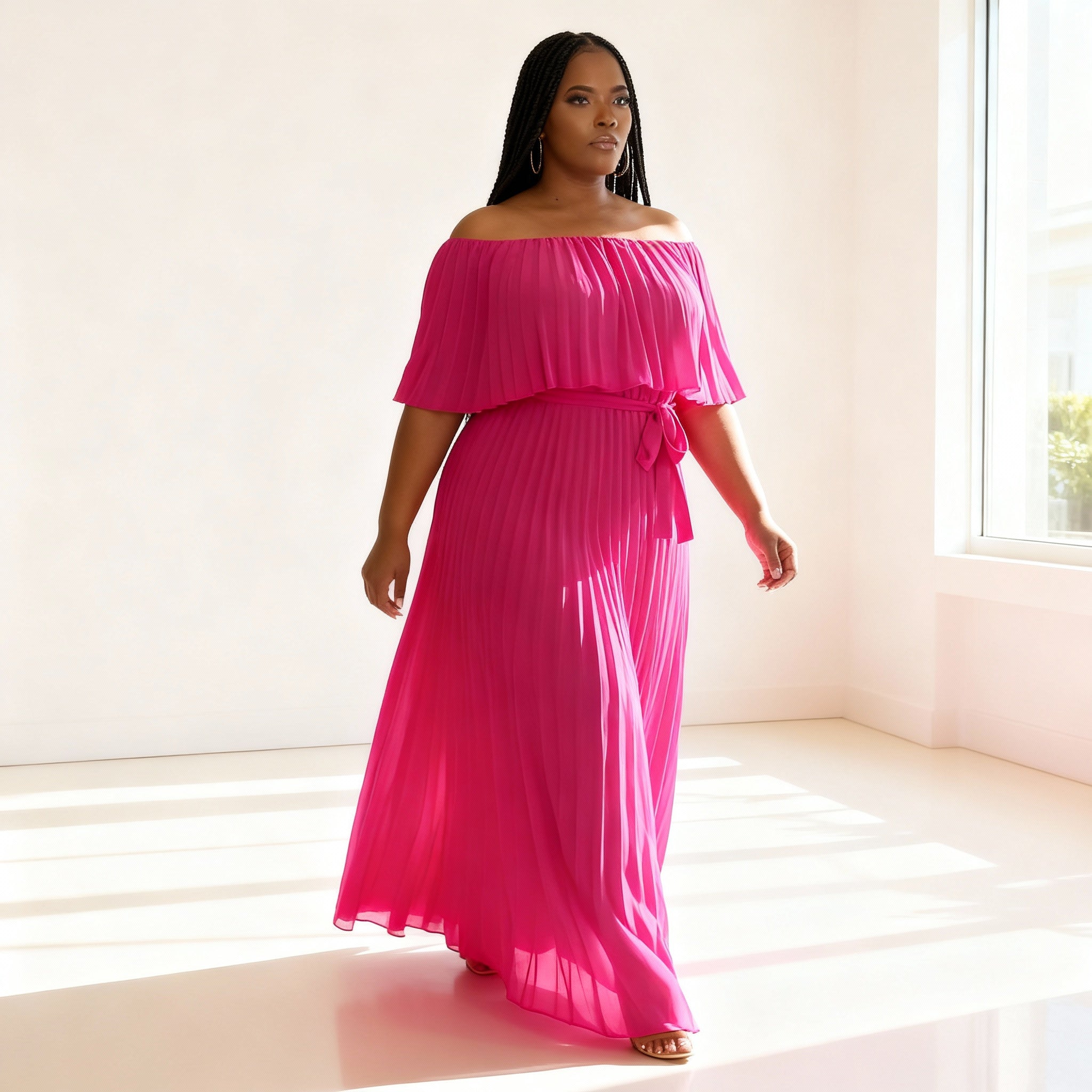 The Pink Statement Pleated Dress