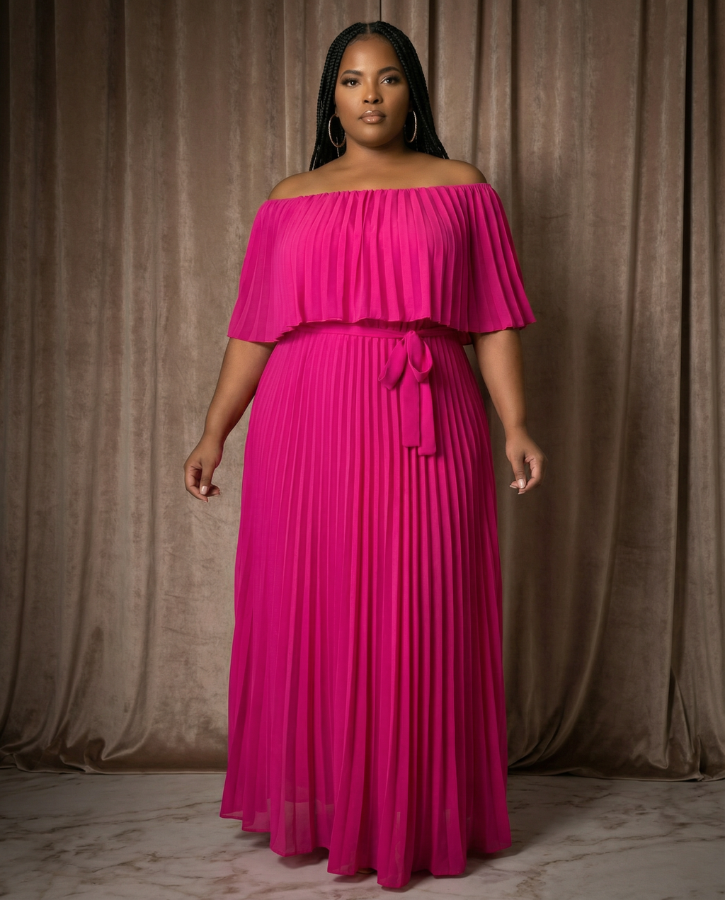 The Pink Statement Pleated Dress